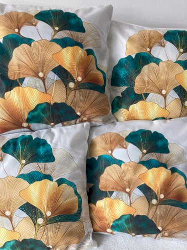 4 Kussenhoezen Ginkgo met Parel