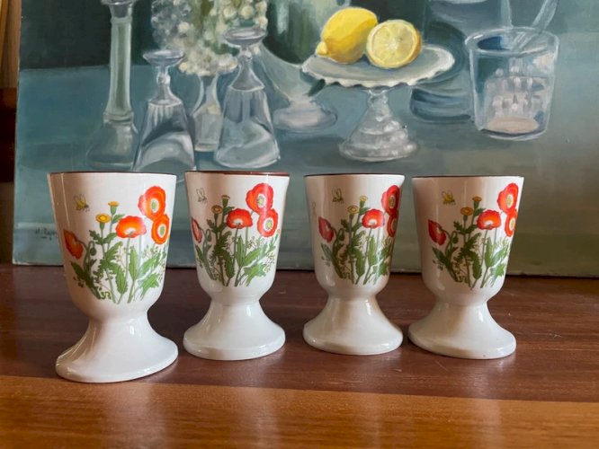 4 mugs coquelicots vintage Corée