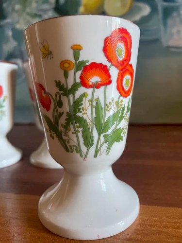 4 mugs coquelicots vintage Corée