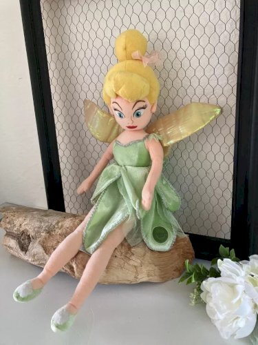 4 ⚜️ Peluche Doudou La Fée Clochette Disney Store Robe Verte Hauteur 50 Cm