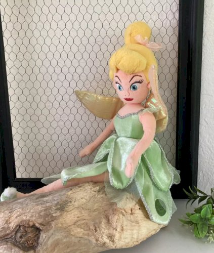 4 ⚜️ Peluche Doudou La Fée Clochette Disney Store Robe Verte Hauteur 50 Cm