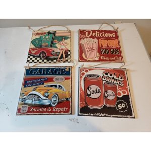 4 Wooden Signs Advertising USA 1950s
