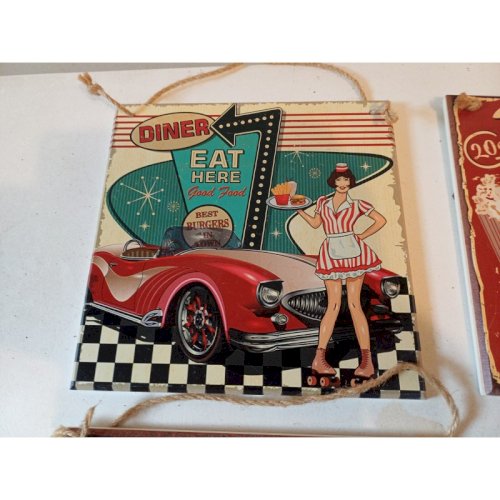 4 Plaques Bois Publicité  USA Année 50 