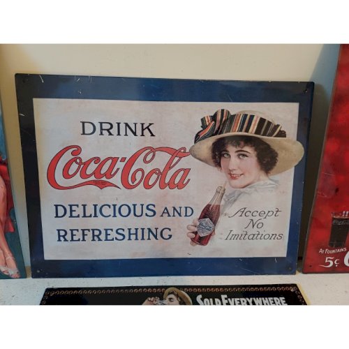 4 Plaques Publicitaire en Tole Coca Cola