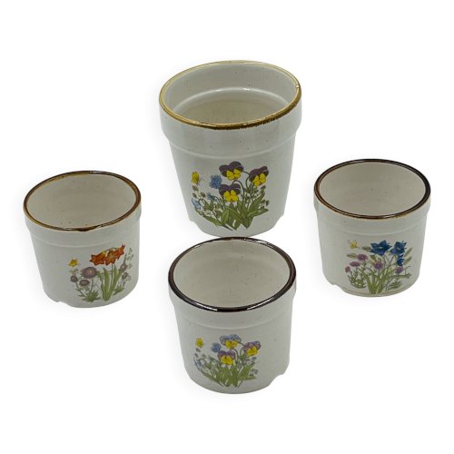 4 pots de fleurs vintage en céramique