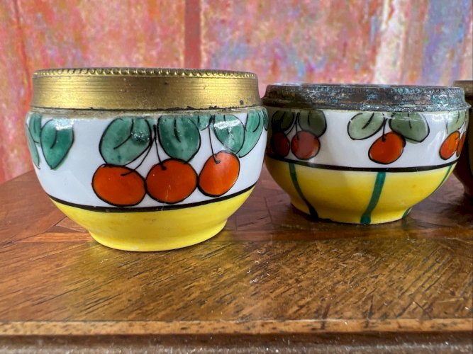 4 Salerons Limoges Art Déco 1920 Porcelaine Peinte Dorure Vintage