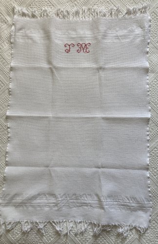 4 serviettes torchons anciens - nids d'abeilles - monogrammés J M 