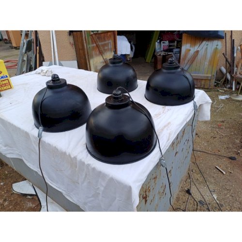 4 Suspensions Industrielles Métal Noir