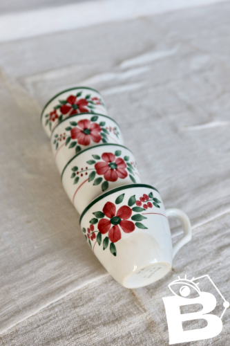 4 tasses à café antiques faïence – Creil & Montereau HBCM « Simone »