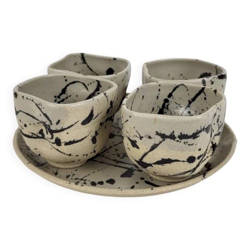 4 tasses à café en grès