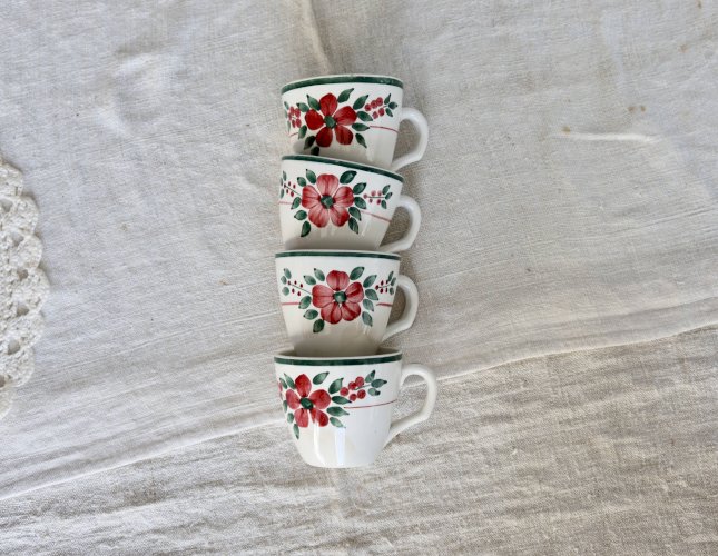 4 tasses à café terre de fer – Creil & Montereau HBCM « Simone »