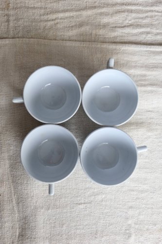 4 tasses à café vintage en terre de fer bleu ciel – Digoin