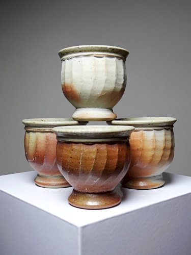 4 Tasses à thé grès style Japonais estampillés vintages