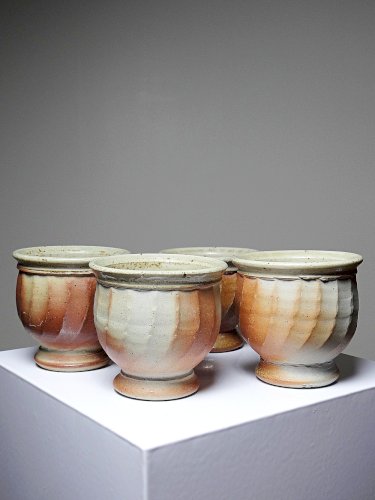 4 Tasses à thé grès style Japonais estampillés vintages