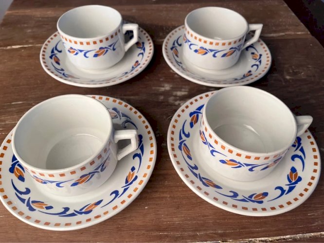 4 tasses à thé ou café Moulin des Loups modèle Rozoy
