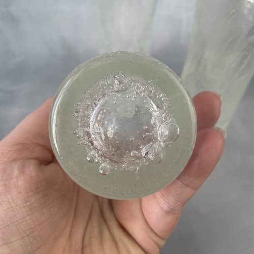 4 verres à orangeade en verre bullé incolore non signé DLG Biot / Bendor etc.