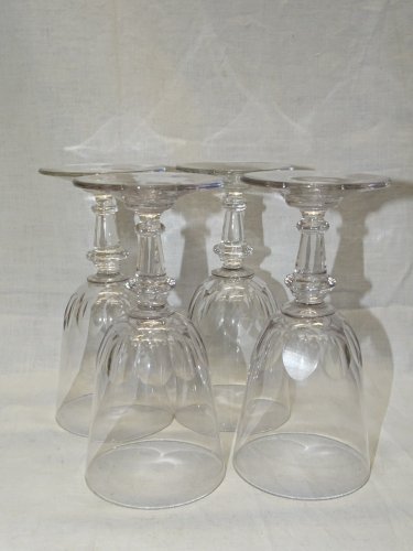 -4 VERRES LOUIS PHILIPPE EN VERRE SOUFFLE BAS PANS COUPES COLLECTION VITRINE   D