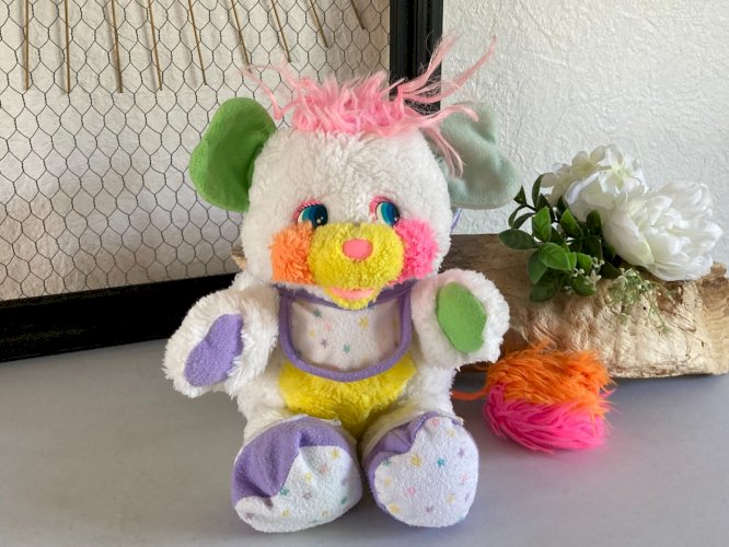 425⚜️ Ancienne Peluche Doudou Popples Bébé Baby Bibsy Vintage 25 Cm Assis