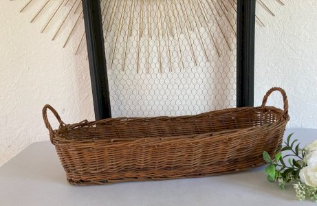 425⚜️ Décoration Panier en Rotin et Osier Corbeille à Pain Vintage Long 50 Cm