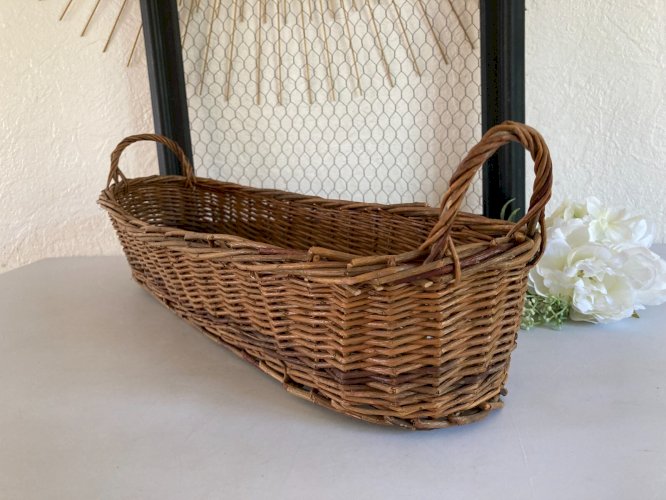 425⚜️ Décoration Panier en Rotin et Osier Corbeille à Pain Vintage Long 50 Cm