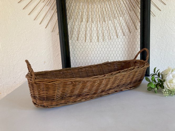 425⚜️ Décoration Panier en Rotin et Osier Corbeille à Pain Vintage Long 50 Cm