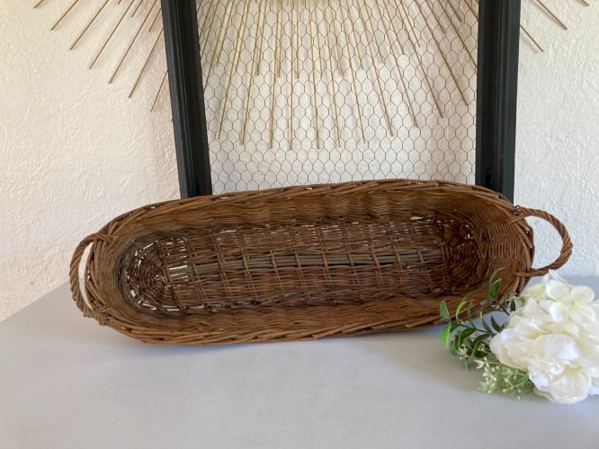 425⚜️ Décoration Panier en Rotin et Osier Corbeille à Pain Vintage Long 50 Cm