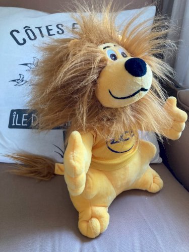 425⚜️Peluche Mascotte Le Lion Jaune LCL Crédit Lyonnais Vintage de 2020 H.30 Cm