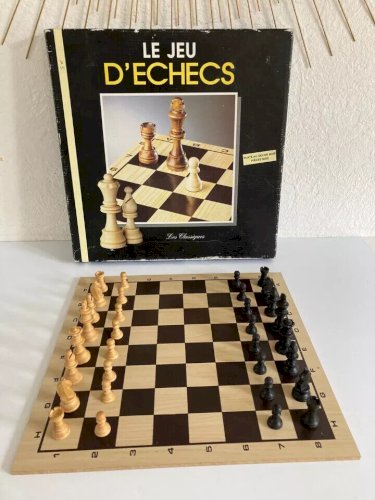 4⚜️Ancien Jeu de Société Jeu D'échecs Rachez Bois Vintage Complet Made In France