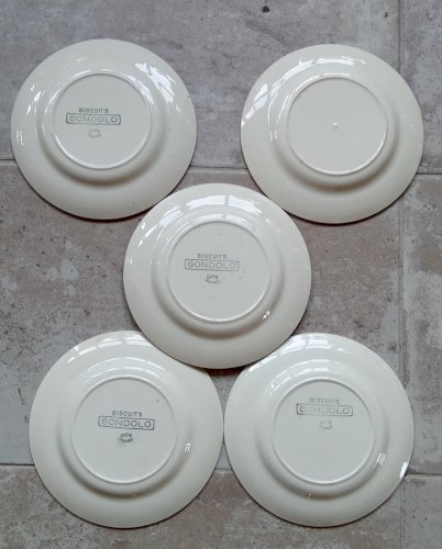 5 Ancienne Assiette Publicitaire Biscuits Gondolo Gien France Publicité Vintage