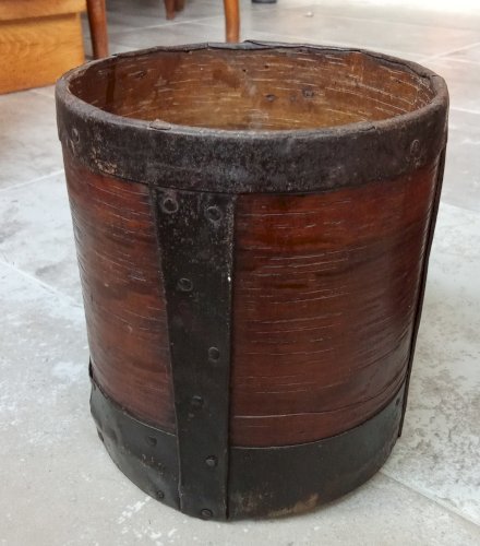 5 Anciennes Mesures À Grains Lobrot Paris Bois Fer Objet Ancien Art Populaire