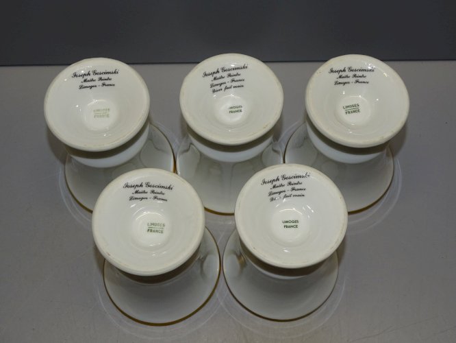 -5 ANCIENS MAZAGRANS PORCELAINE par JOSEPH GOSCIMSKI Maître Peintre LIMOGES  D