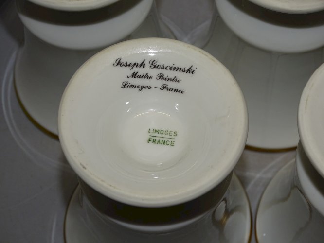 -5 ANCIENS MAZAGRANS PORCELAINE par JOSEPH GOSCIMSKI Maître Peintre LIMOGES  D