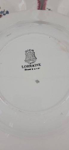 5 assiettes creuses en faïence de Gien modèle Lorraine