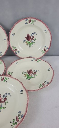 5 assiettes creuses en faïence de Gien modèle Lorraine