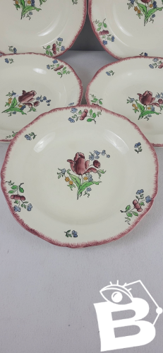 5 assiettes creuses en faïence de Gien modèle Lorraine