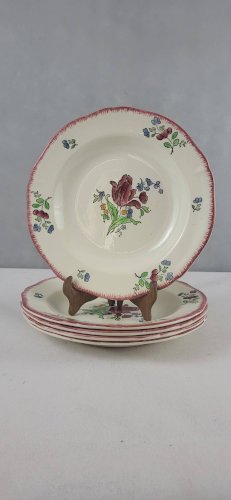 5 assiettes creuses en faïence de Gien modèle Lorraine