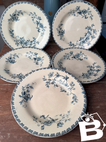 5 assiettes creuses Gien 1878 modèle Printania