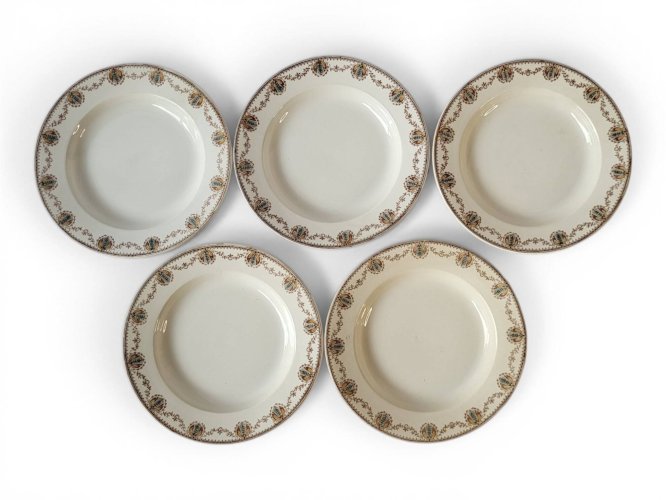 5 assiettes creuses Léon Graves Clairefontaine