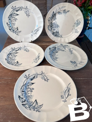 5 assiettes Longchamp en terre de fer