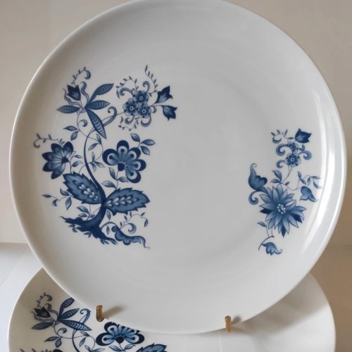 5 assiettes plates en porcelaine de Limoges, Feuillade France, décor inaltérable