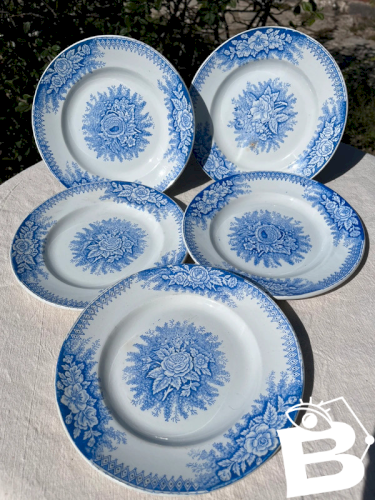 5 assiettes plates Saint-Amand et Hamage modèle Jardinière