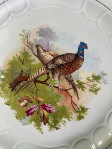 5 assiettes Terre de Fer faisans et paon