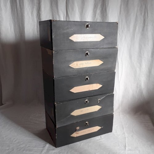 5 cartons anciens de cartonnier, archives, classeurs de notaire R974