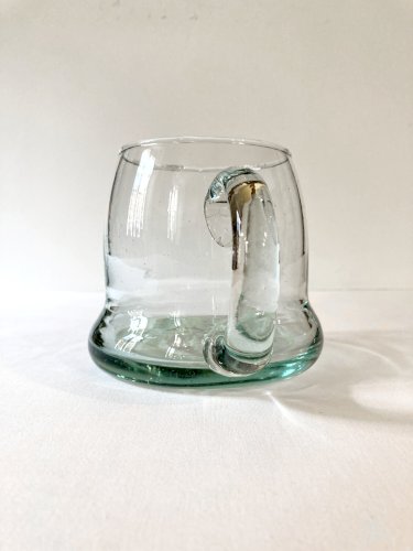 5 chopes à bières en verre soufflé bullé