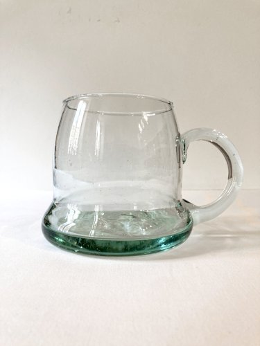5 chopes à bières en verre soufflé bullé