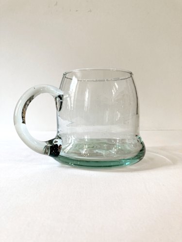 5 chopes à bières en verre soufflé bullé