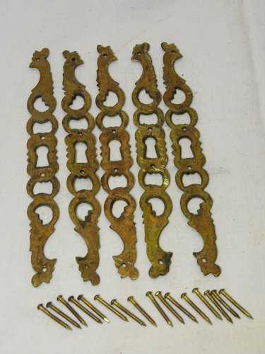 -5 ENTREES de SERRURE LAITON AU COQ DECO PORTES ANCIENNES COLLECTION     D