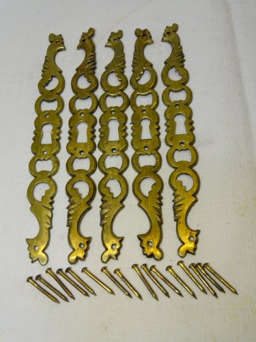 -5 ENTREES de SERRURE LAITON AU COQ DECO PORTES ANCIENNES COLLECTION     D