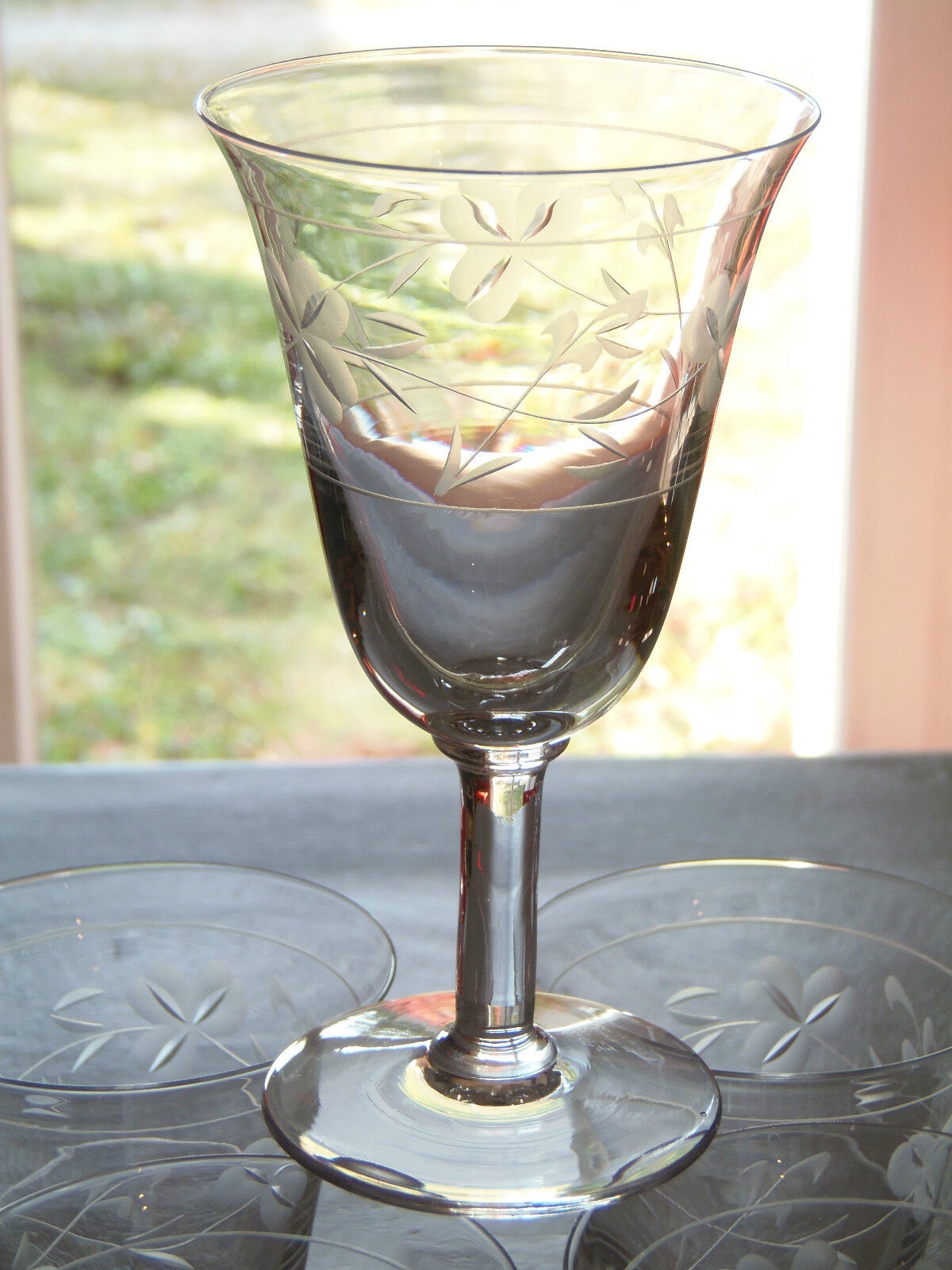 ANCIENNE LANTERNE 4 faces en Bronze, verres dépolis et gravés, décoration, vinta EUR 32,00