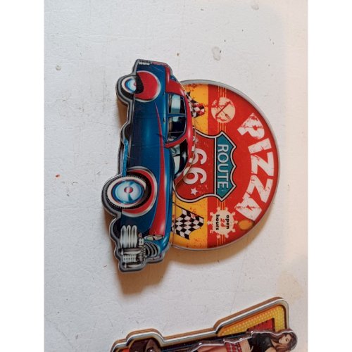 5 Magnets Bois Publicité USA Année 50 + Pompe Tole